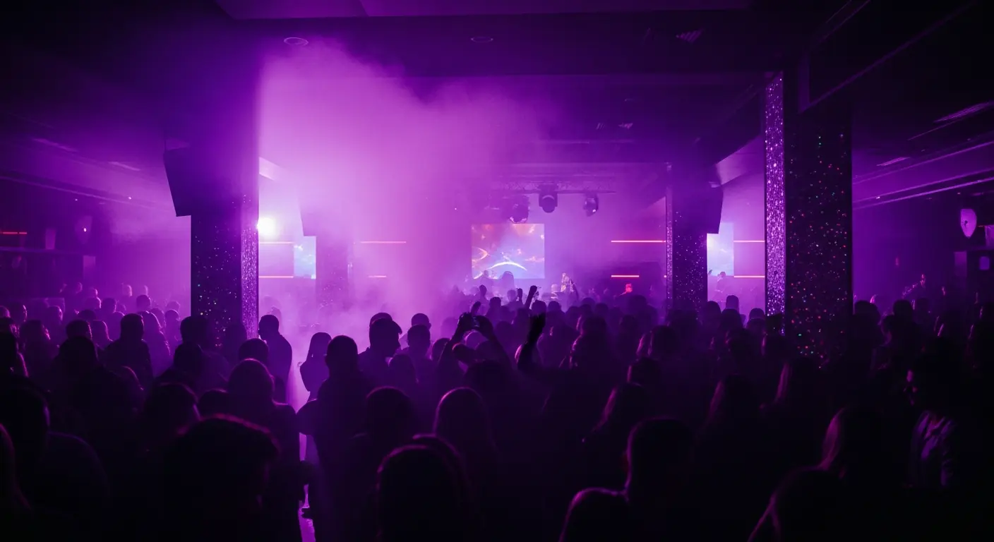 Nightlife atmosphere with neon lights and vibrant club scene